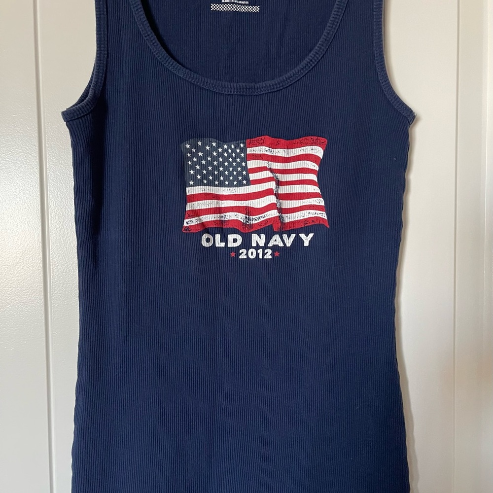 Old Navy Navy Blue Tank Top with American Flag